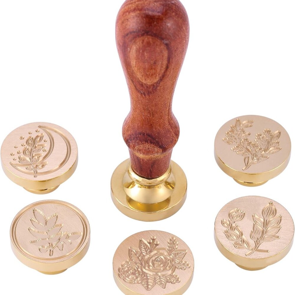 6 Pieces Botanical Wax Seal Stamp Heads Set, Vintage Plant Flower Eucalyptus Sea - Picture 4 of 7